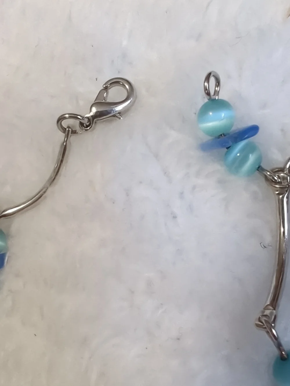 Flip Flop Bracelet Cats Eye Beads Rhinestones Enamel Silver Beach Vacation NWOT
